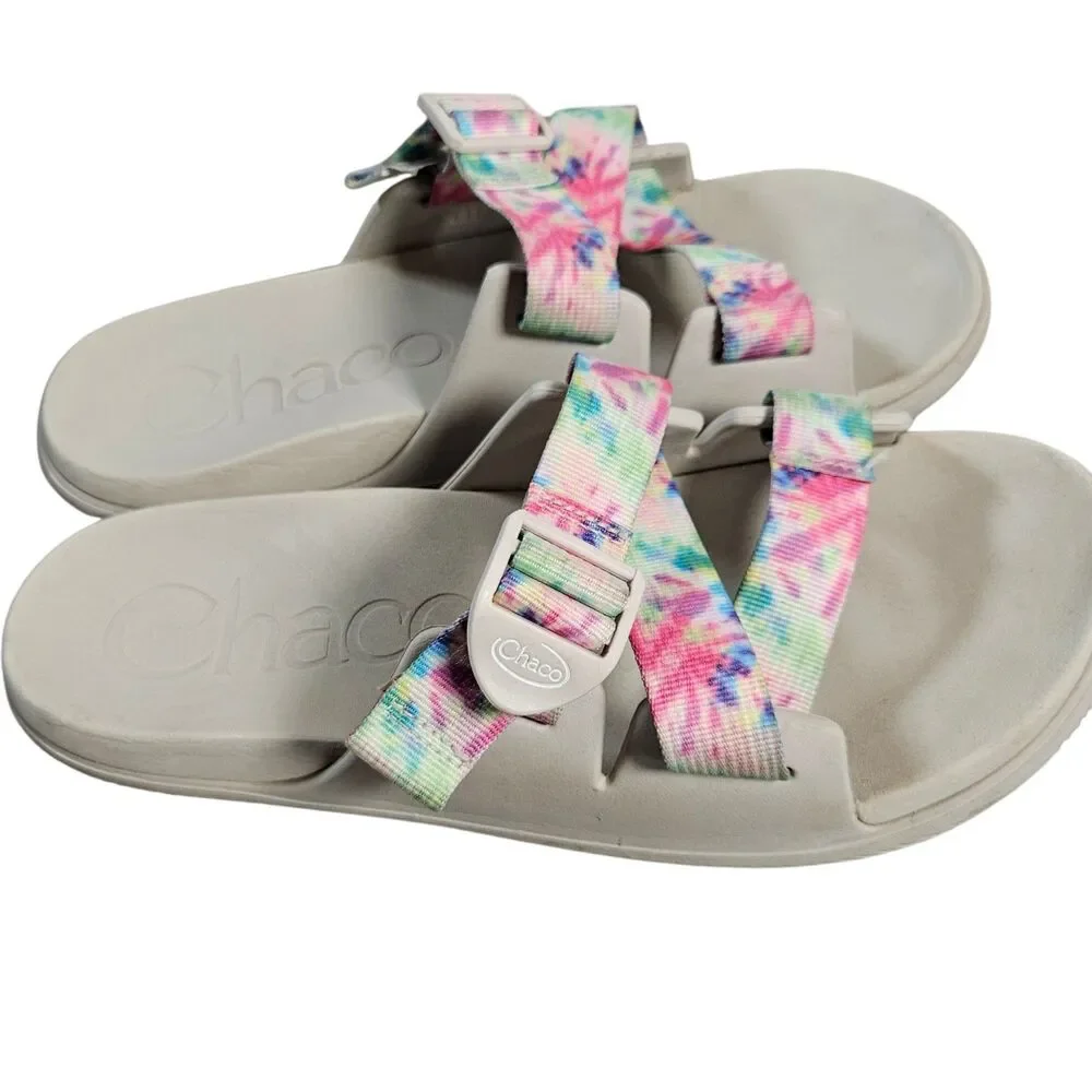 Chaco Chillos Slides Womens Size 11 Beige Pastel Tie Dye Beach Sandals JCH108732